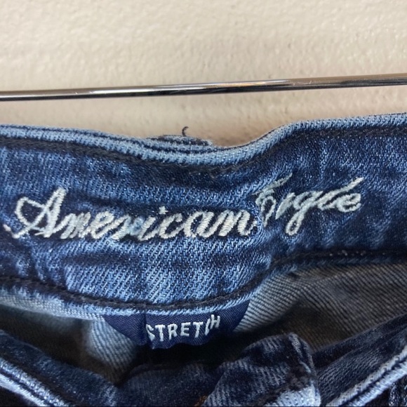 American Eagle AEO Skinny Destructed Ripped Dark Stretch Jeans Women’s Sz 8 - Picture 3 of 4